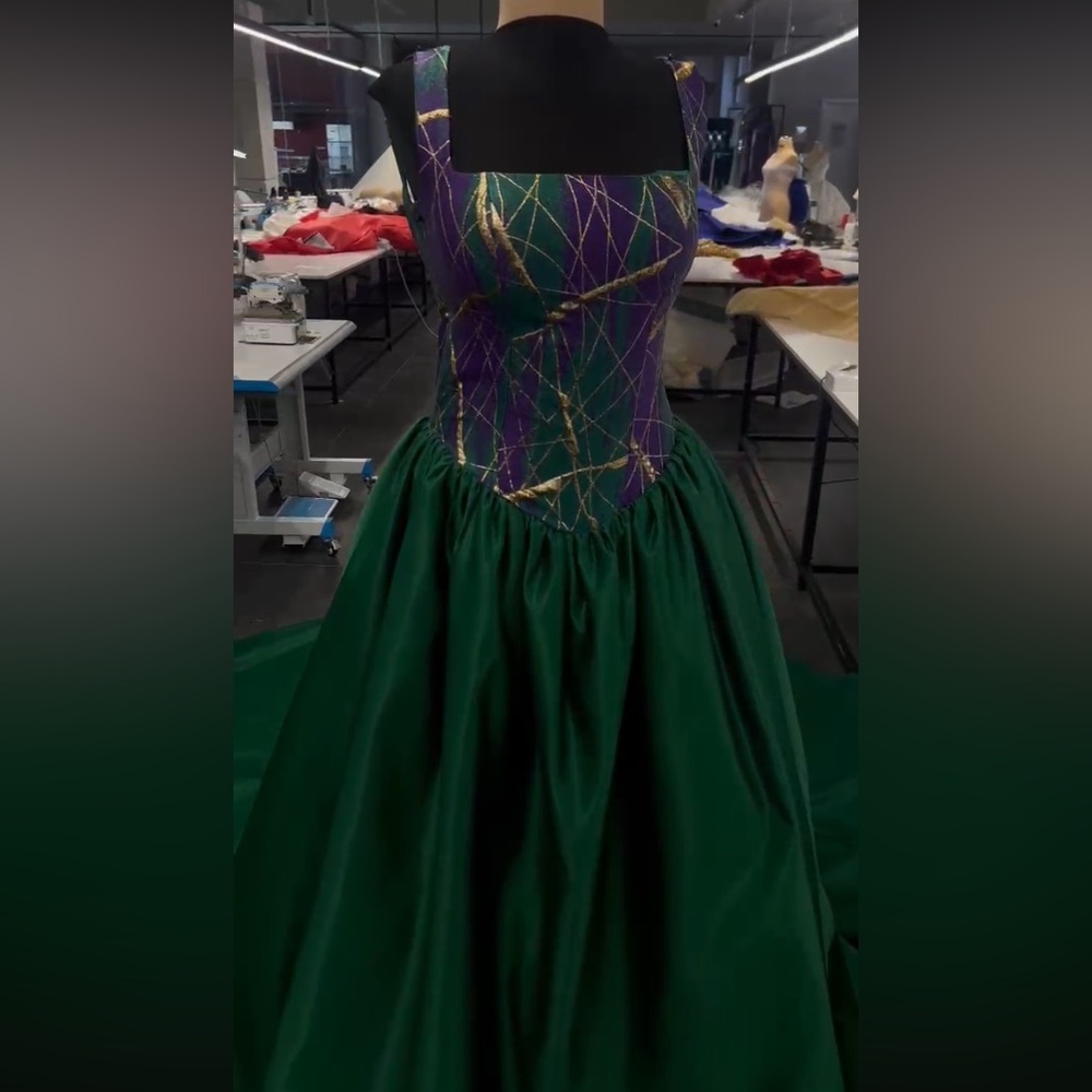 Completely custom Elegant Green and Purple Backless Dress